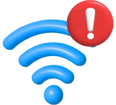 Work from anywhere icon with wireless connection and alert symbol for HRM software
